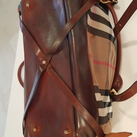 Burberry House Check Marta Dark Tan Diaper Baby Bag Travel & Work Bag - Picture 13 of 15